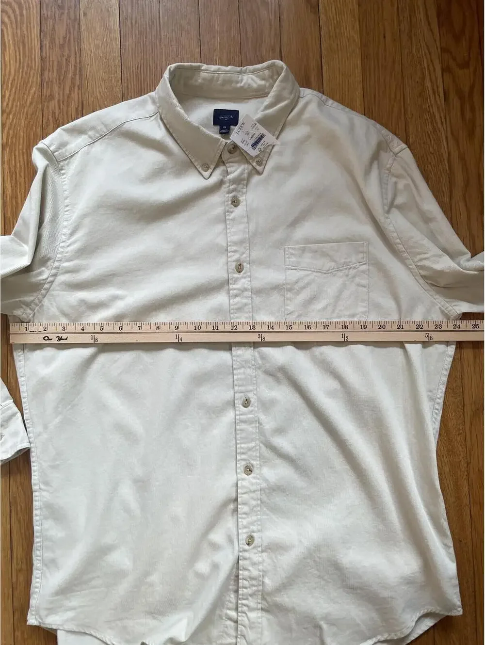 J. Crew Men's Corduroy Shirt Beige Cream XL Long Sleeve NWT